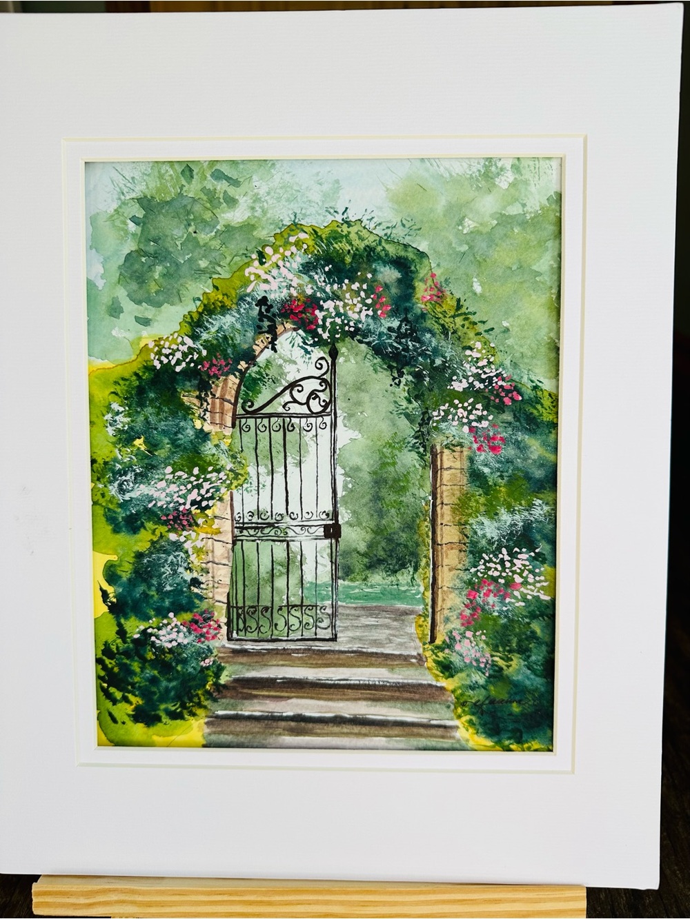 Handmade New Watercolor Painting: Garden Gate